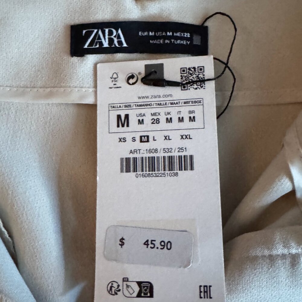 NWT Zara High Waisted Pants, Sand Beige, Size Medium - Picture 6 of 6